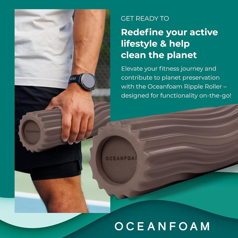 Oceanfoam Ripple Travel Foam Roller (11" x 3.35") Firm Mini Foam Roller for Physical Therapy, Deep Tissue Massage, Back Pain - High Density, Ergonomic Wave Textured - Yoga, Exercise (Espresso) - Image 3